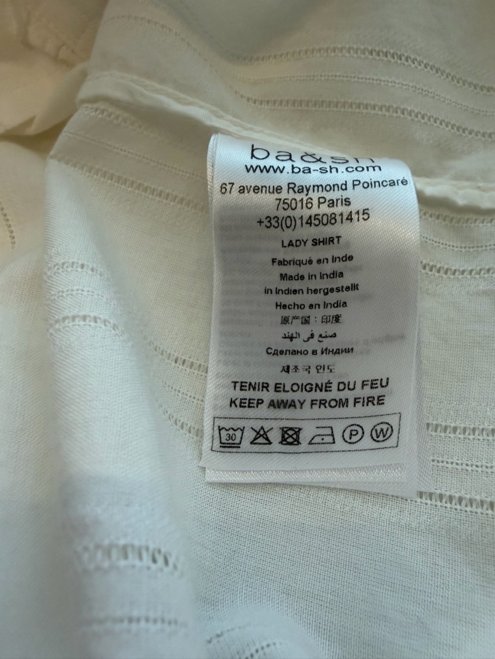 ba&sh “Lady Shirt” Cream Ruffle-Front Button Blouse - Picture 6 of 6
